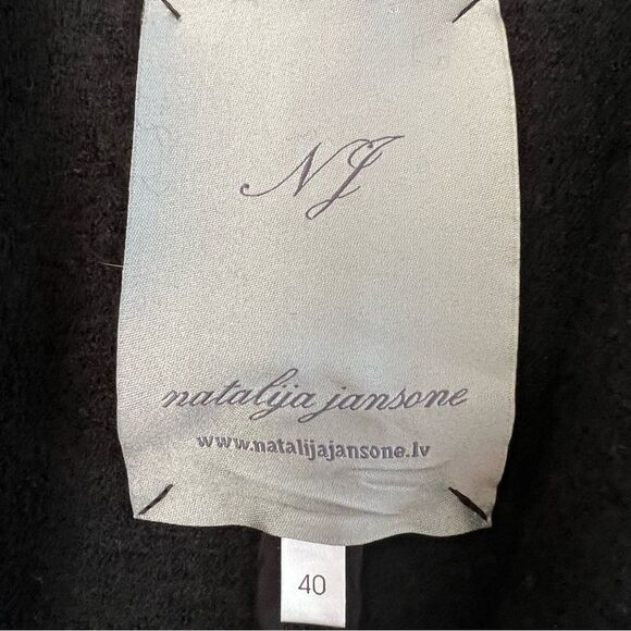 Nataylija Jansone Wool Black Double Breasted Detailed Bottom Blazer Coat EU 40 - Picture 7 of 11